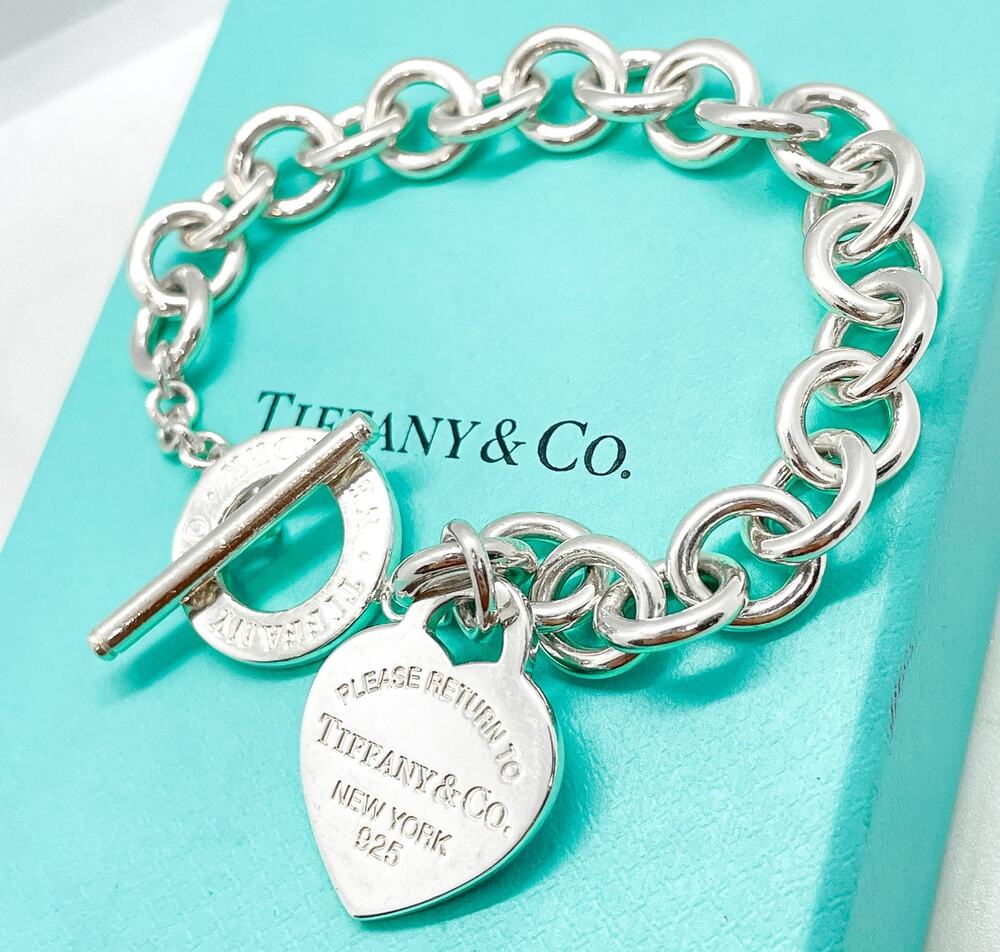 Tiffany & Co. Return to Tiffany Heart Tag Toggle Bracelet Sterling Silver 7.25"